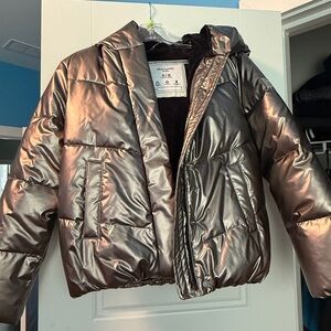 Metallic Puffer Jacket Girls